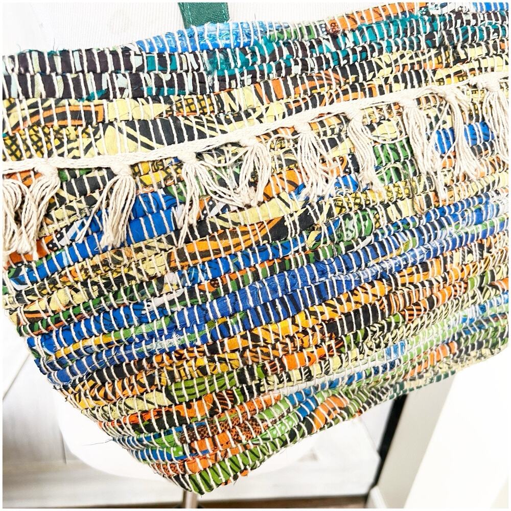 Anthropologie Raj Multicolor Canvas Beach Tote Fringe Tassel NWT - Picture 2 of 8